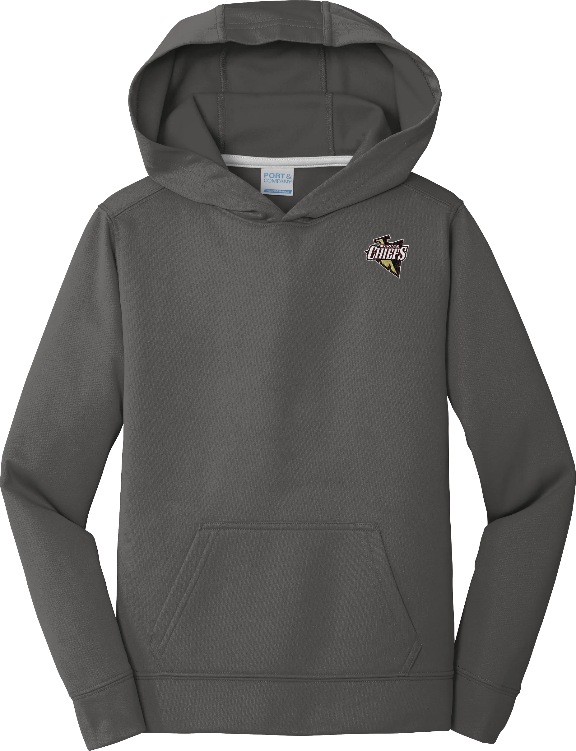 Mercer Chiefs Youth Performance Fleece Pullover Hooded Sweatshirt