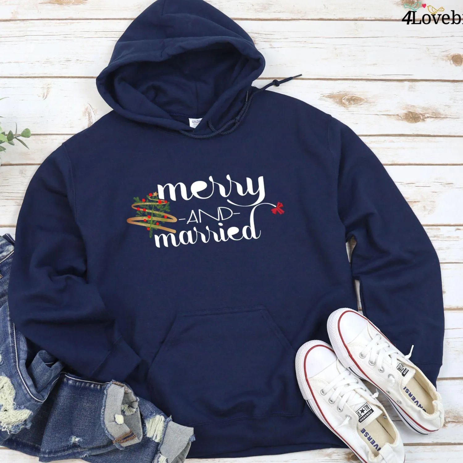 Merry & Married Matching Set: Personalized Couples Xmas Outfit, Hilarious Newlywed Holiday Gift