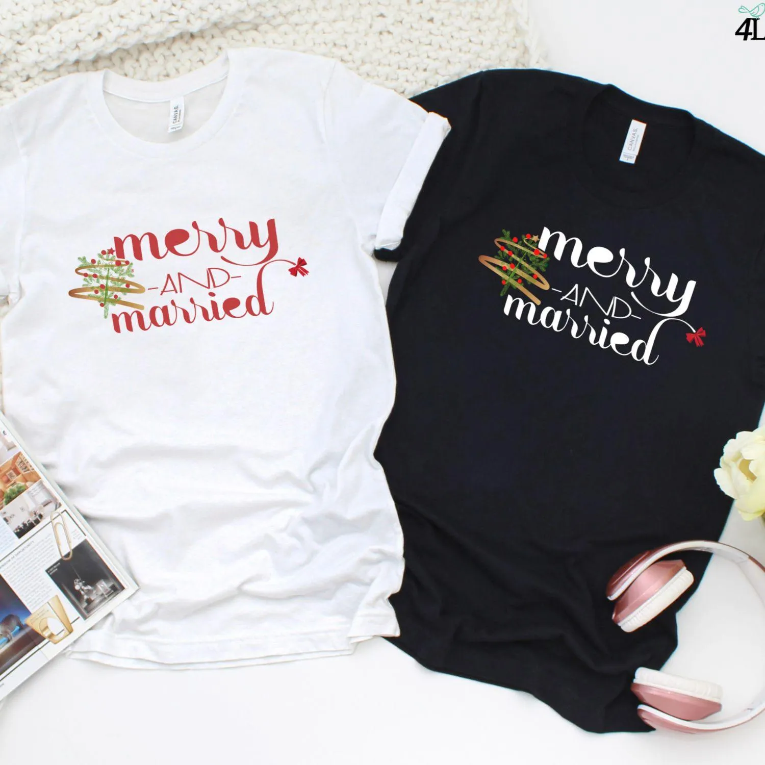 Merry & Married Matching Set: Personalized Couples Xmas Outfit, Hilarious Newlywed Holiday Gift