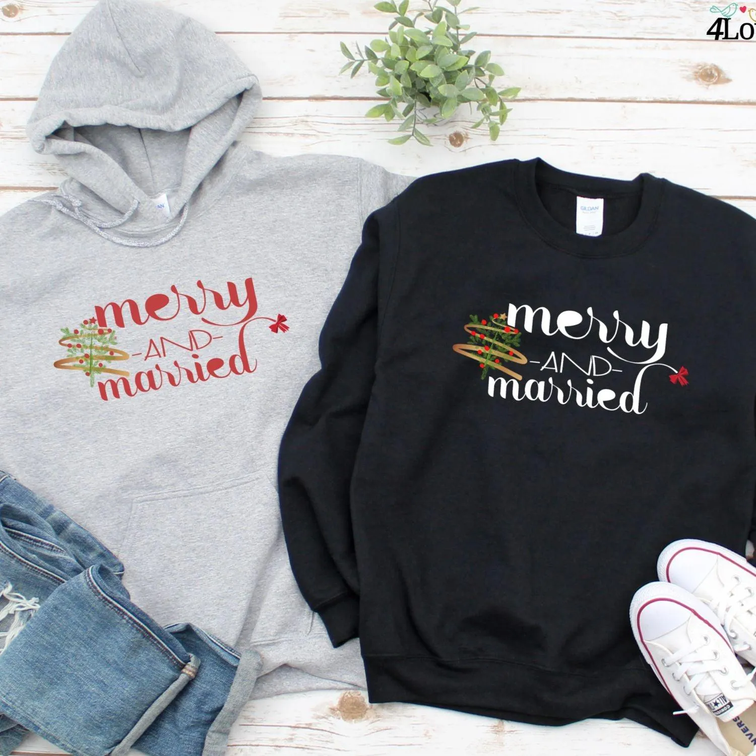 Merry & Married Matching Set: Personalized Couples Xmas Outfit, Hilarious Newlywed Holiday Gift