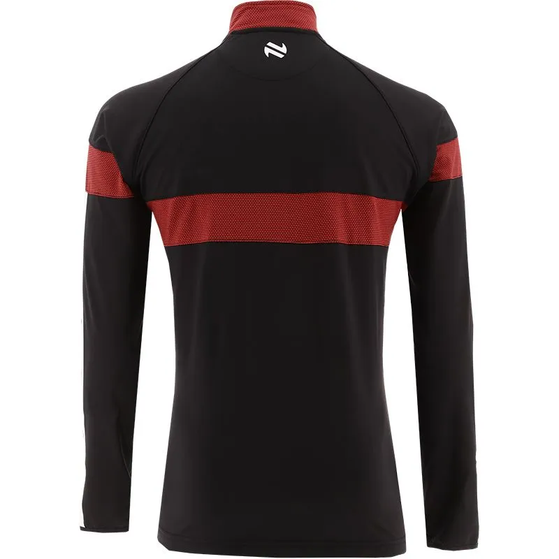 O’Neills Mens Down GAA Rockway Brushed ½ Zip Top Black/Red/White