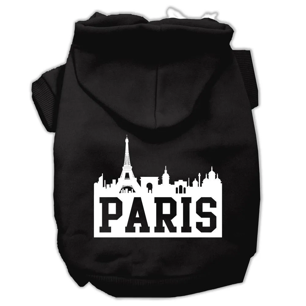 Paris Skyline Screen Print Pet Hoodies Black Size XS (8)