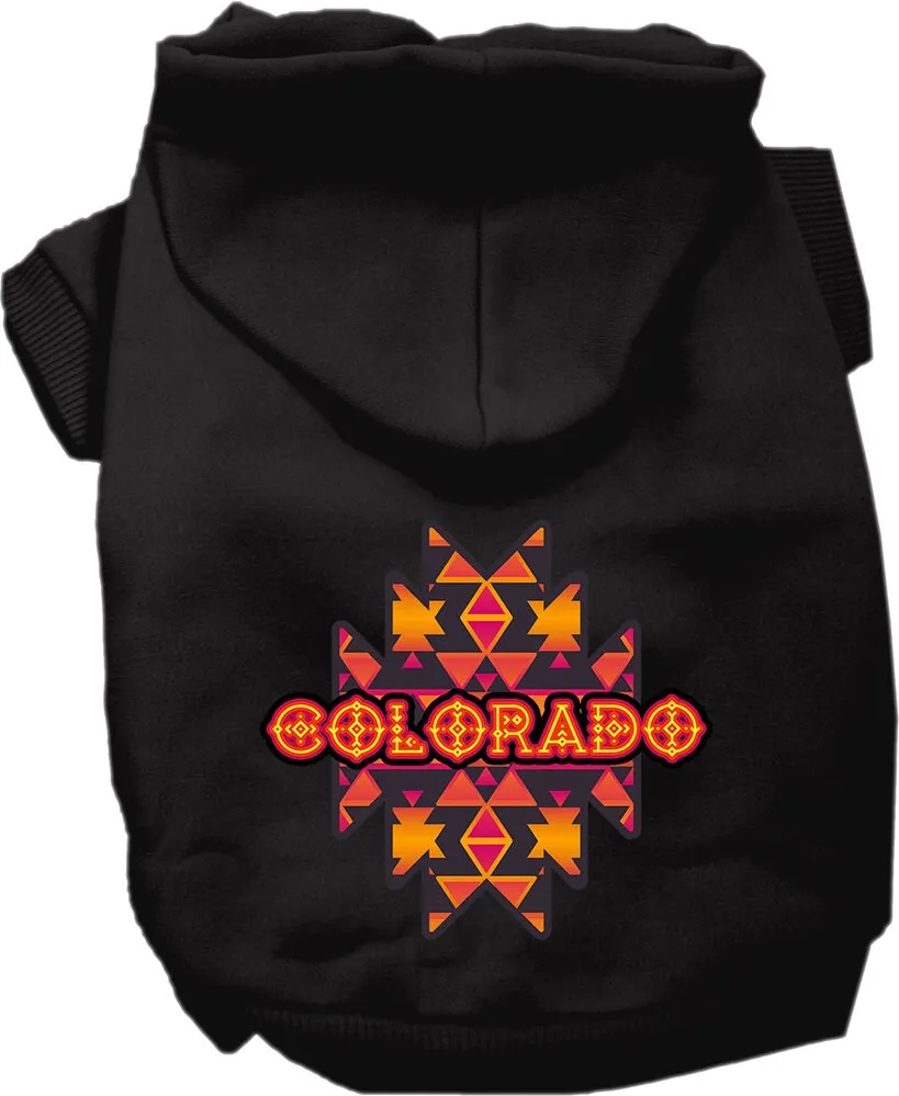 Pet Dog & Cat Screen Printed Hoodie for Medium to Large Pets (Sizes 2XL-6XL), "Colorado Navajo Tribal"