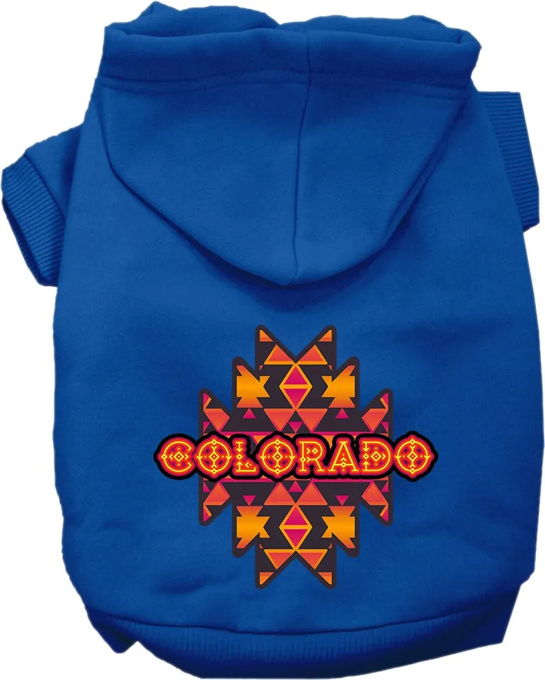 Pet Dog & Cat Screen Printed Hoodie for Medium to Large Pets (Sizes 2XL-6XL), "Colorado Navajo Tribal"