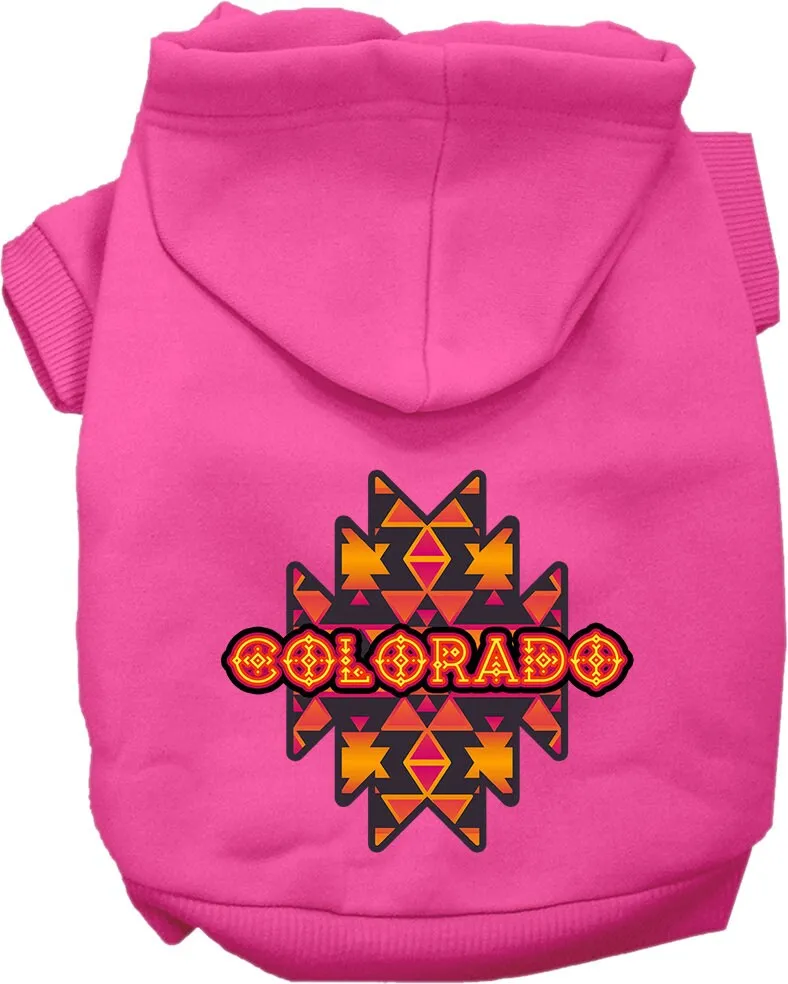 Pet Dog & Cat Screen Printed Hoodie for Medium to Large Pets (Sizes 2XL-6XL), "Colorado Navajo Tribal"