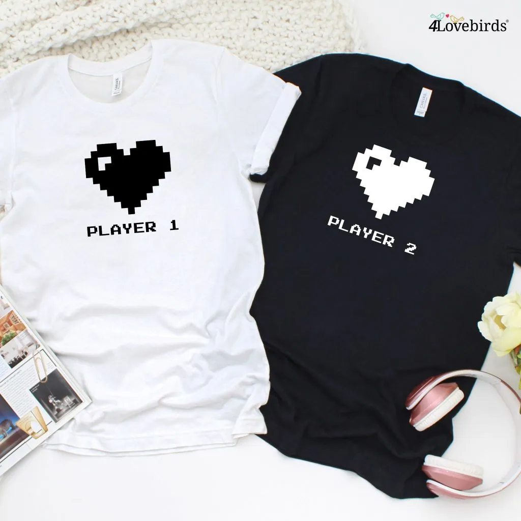 Player 1 / 2 Full Heart Model Matching Outfits for Gaming Lovers, Perfect Valentine's Gift for Couples