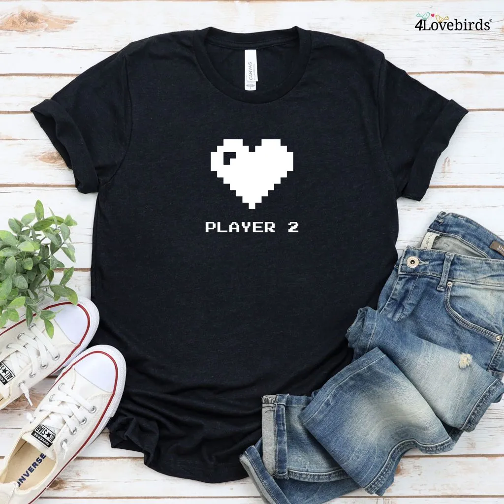 Player 1 / 2 Full Heart Model Matching Outfits for Gaming Lovers, Perfect Valentine's Gift for Couples