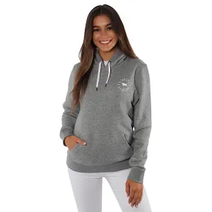 Ringers Western Signature Bull Women's Pullover Hoodie - Grey Marle with White Print