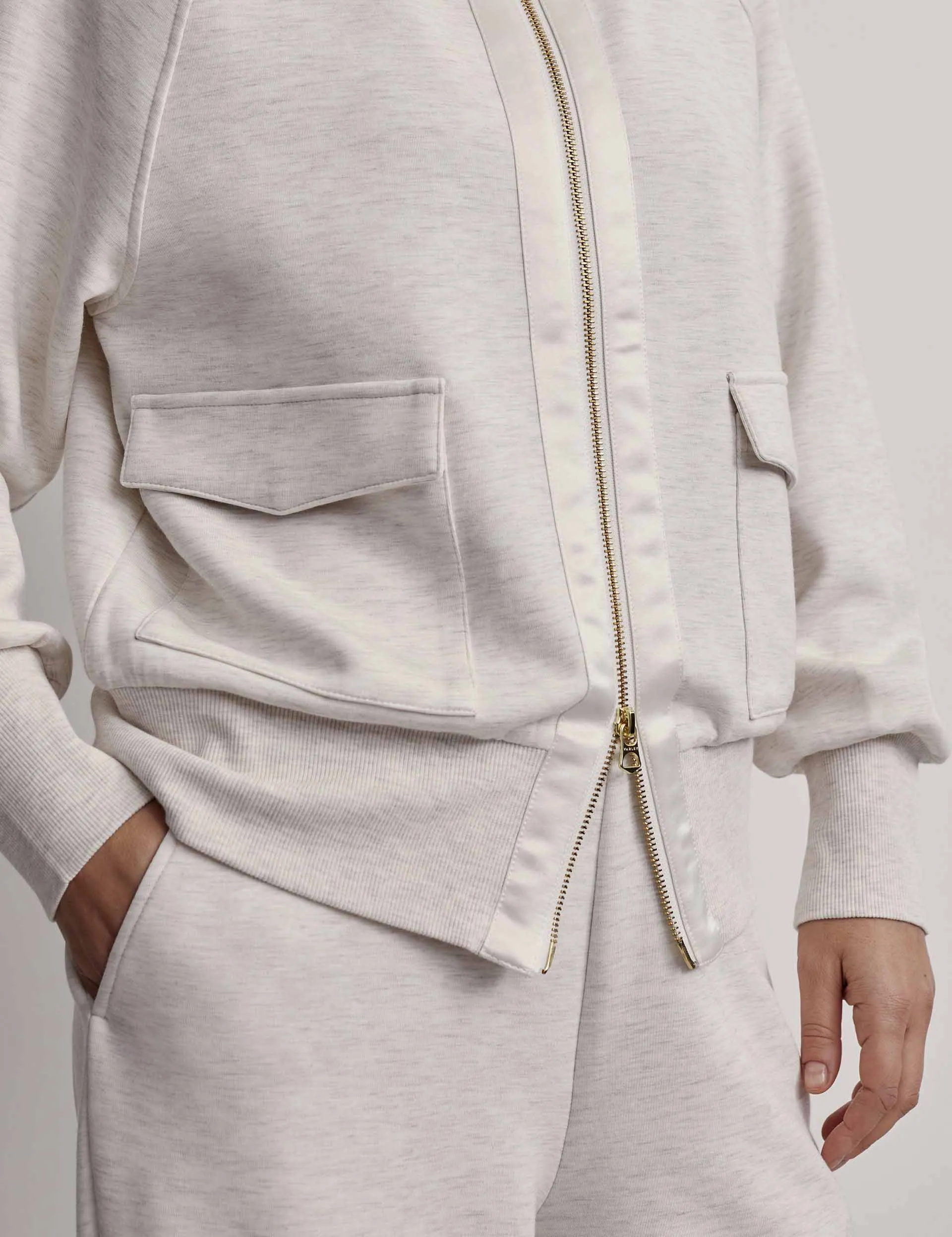 Roxbury Zip-Through Sweat - Ivory Marl