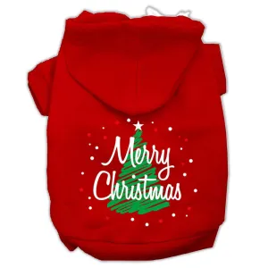 Scribbled Merry Christmas Screenprint Pet Hoodies Red Size XXXL (20)