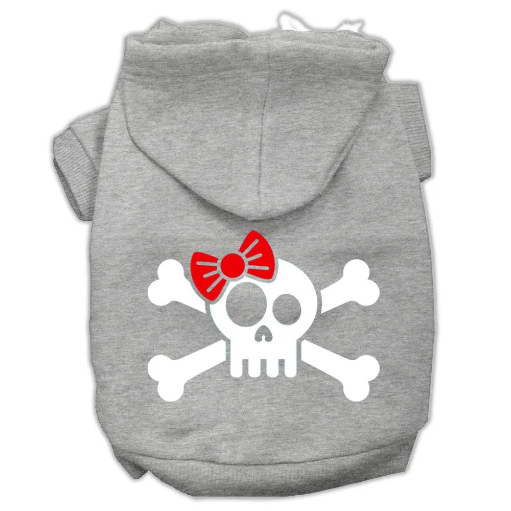 Skull Crossbone Bow Screen Print Pet Hoodies Grey Size Xxxl (20)