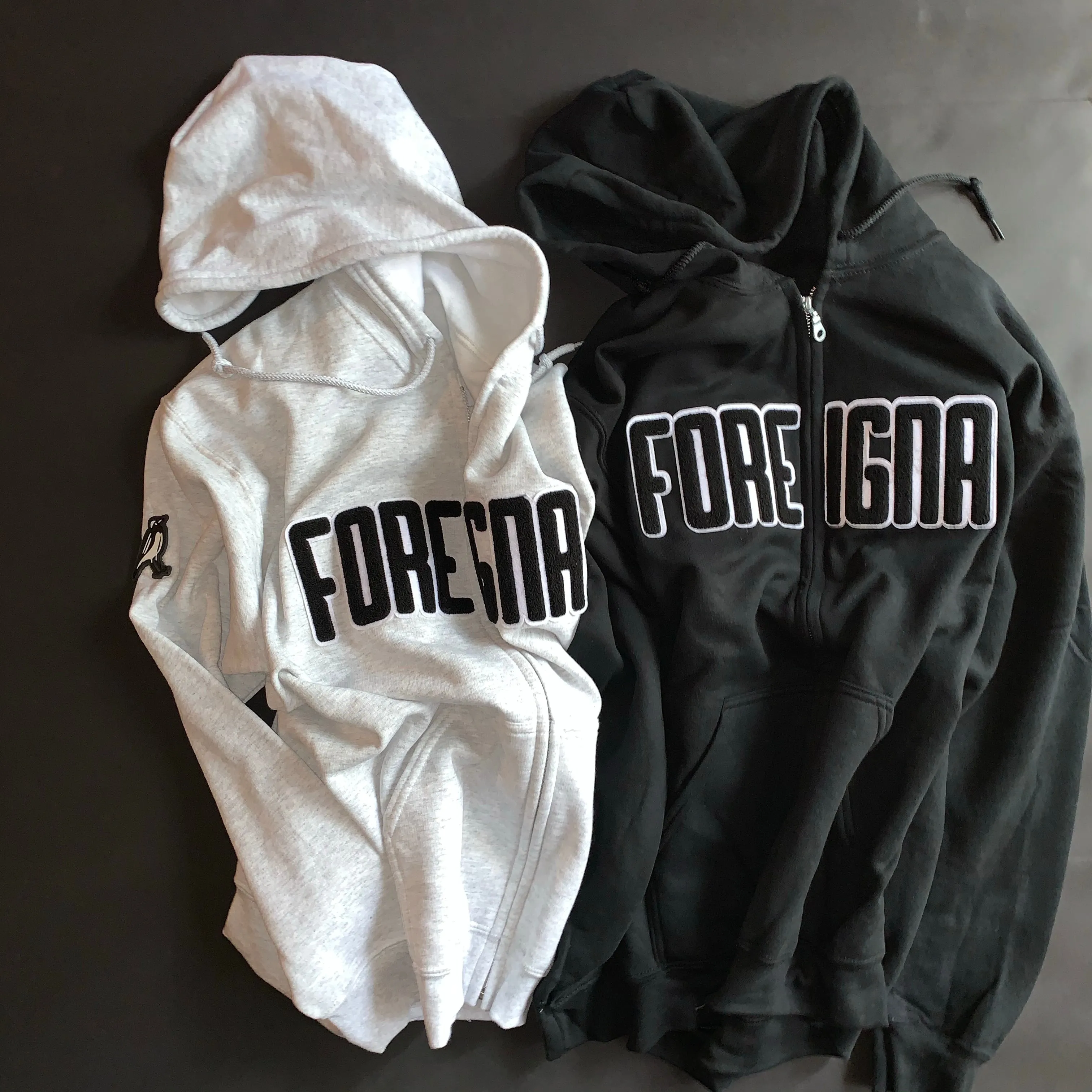 Streetwear Zipper Graphic Hoodies - Ash