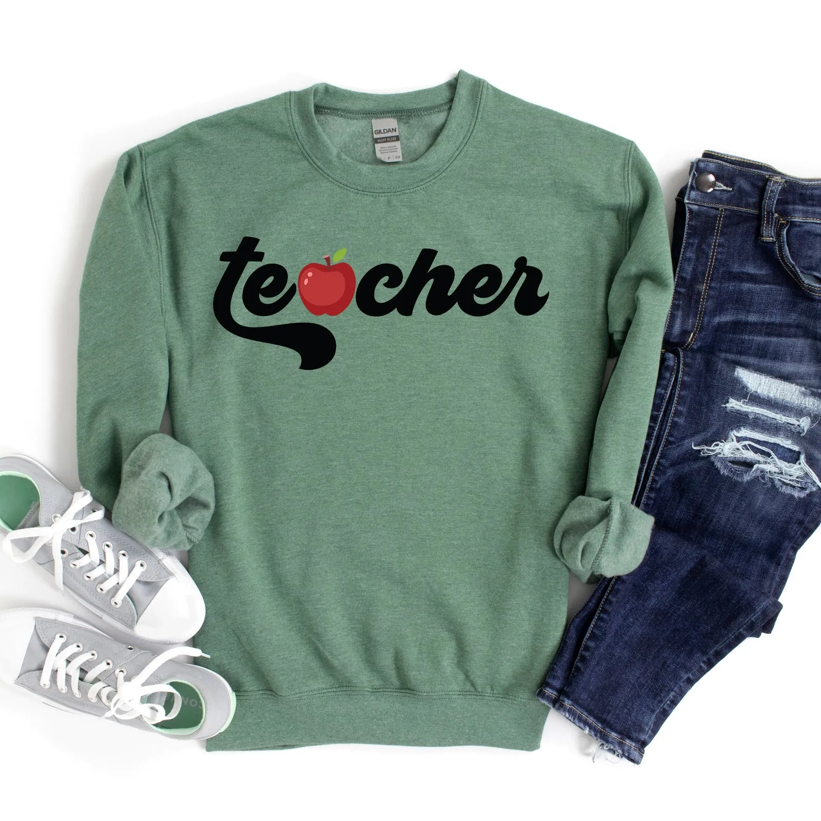 Teacher Bold Apple | Sweatshirt