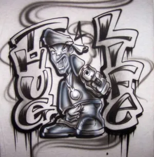 Thug 4 Life Airbrushed Graffiti Character Tee or Sweatshirt