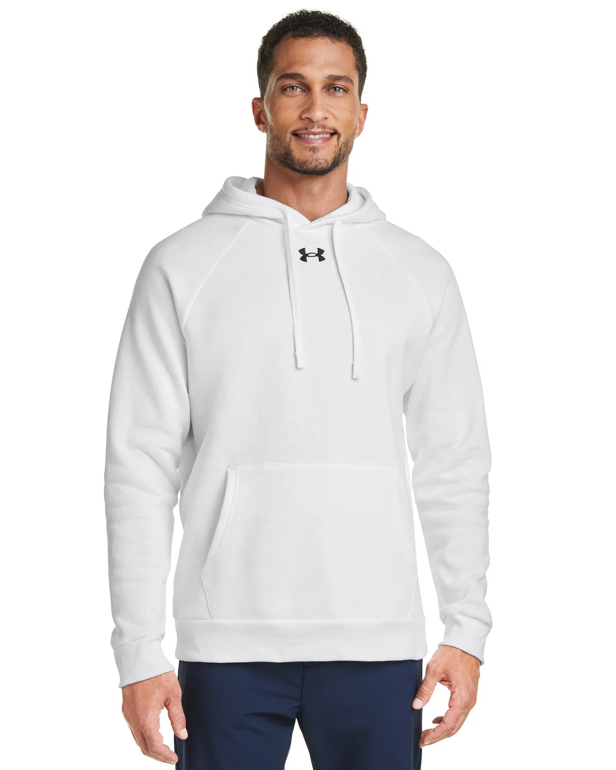 Under Armour Mens Rival Fleece Hooded Custom Sweatshirts, White