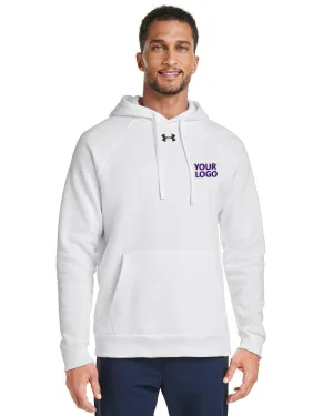 Under Armour Mens Rival Fleece Hooded Custom Sweatshirts, White