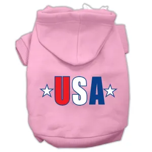 USA Star Screen Print Pet Hoodies Light Pink Size XXXL (20)