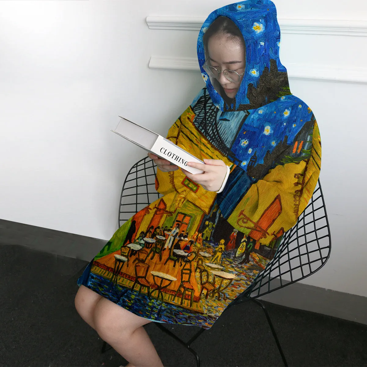 Van Gogh's Cafe at Night Wearable Blanket Hoodie