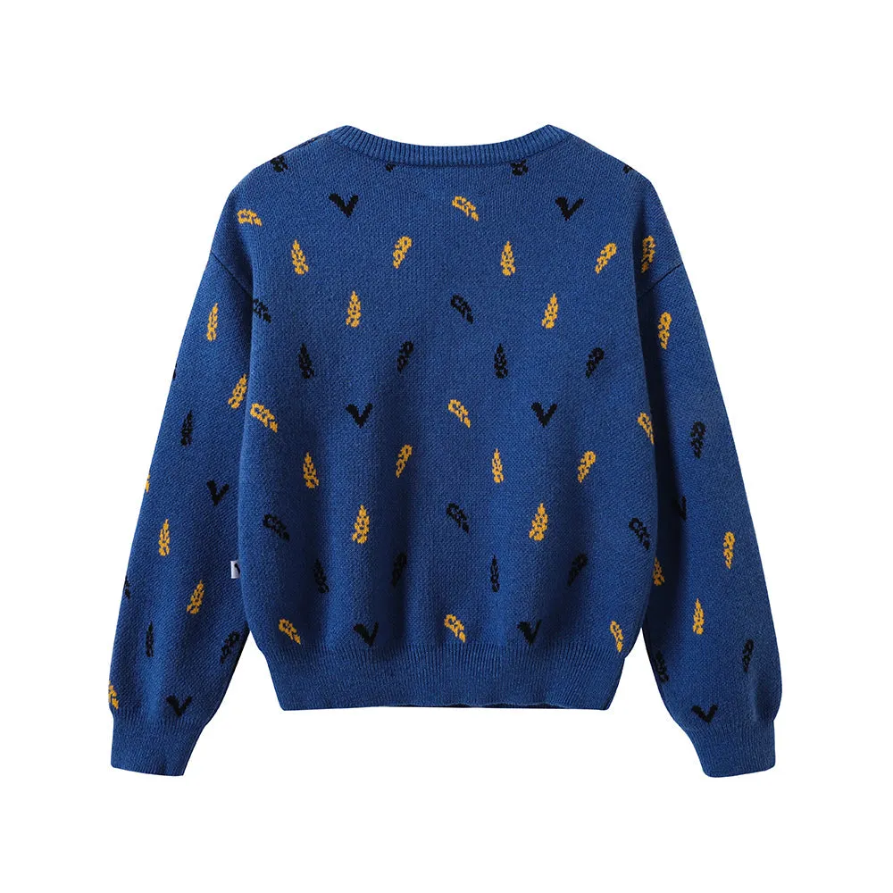 Vauva FW23 - Boys Embroidered Cotton Pullover (Blue)