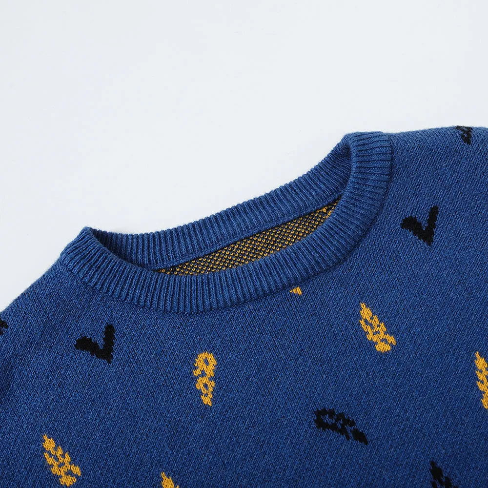 Vauva FW23 - Boys Embroidered Cotton Pullover (Blue)