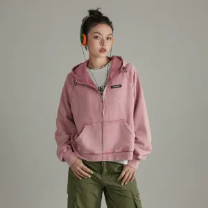 Vintage Loose Fit Hooded Zip-Up