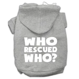 Who Rescued Who Screen Print Pet Hoodies Grey Size Xxl (18)