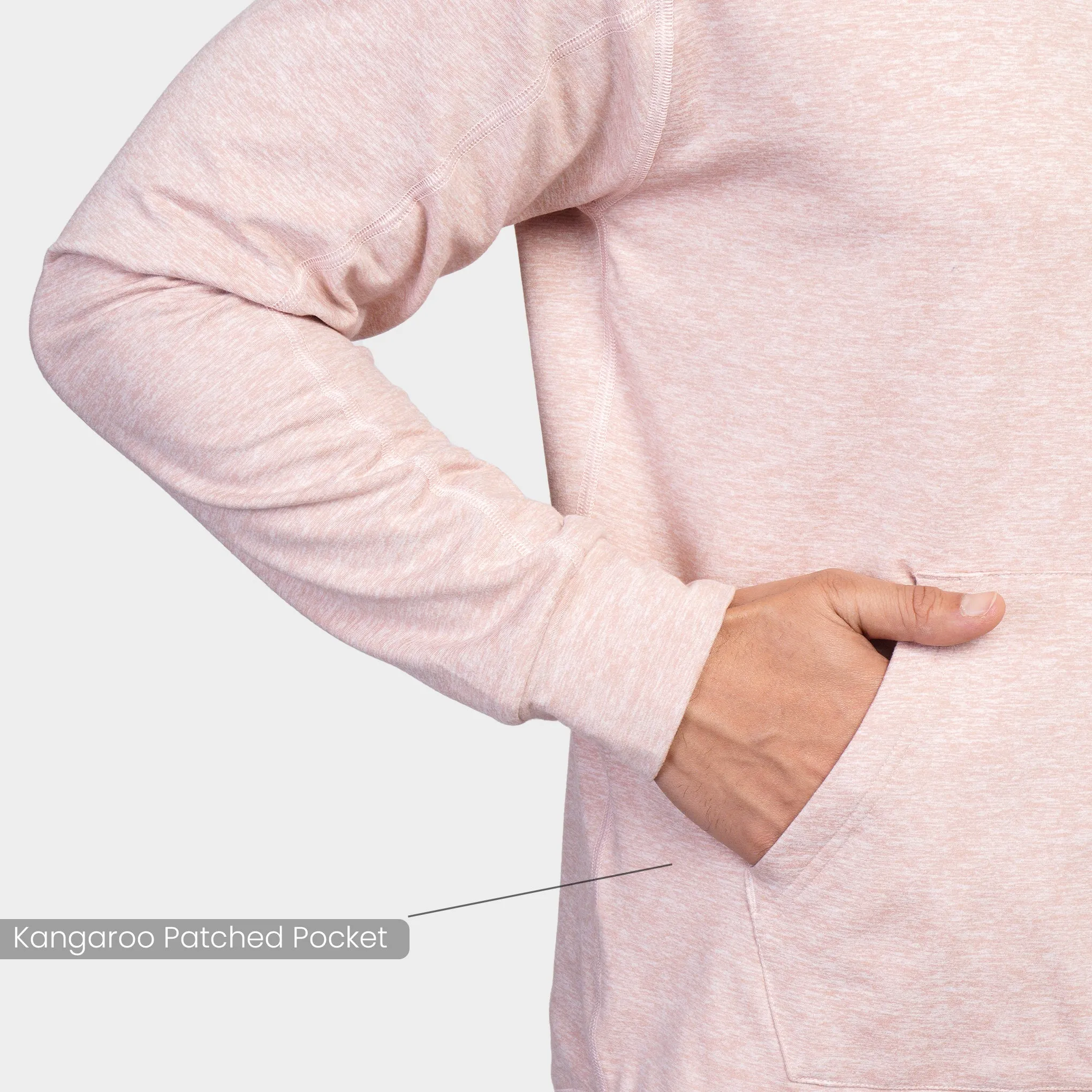 Work-Travel Melange Misty Pink Pocket Hoodie