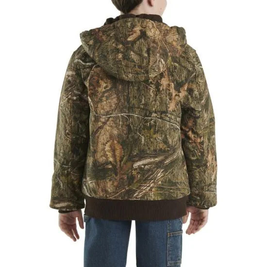 Youth Canvas Insulated Hooded Camo Jacket