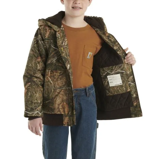 Youth Canvas Insulated Hooded Camo Jacket